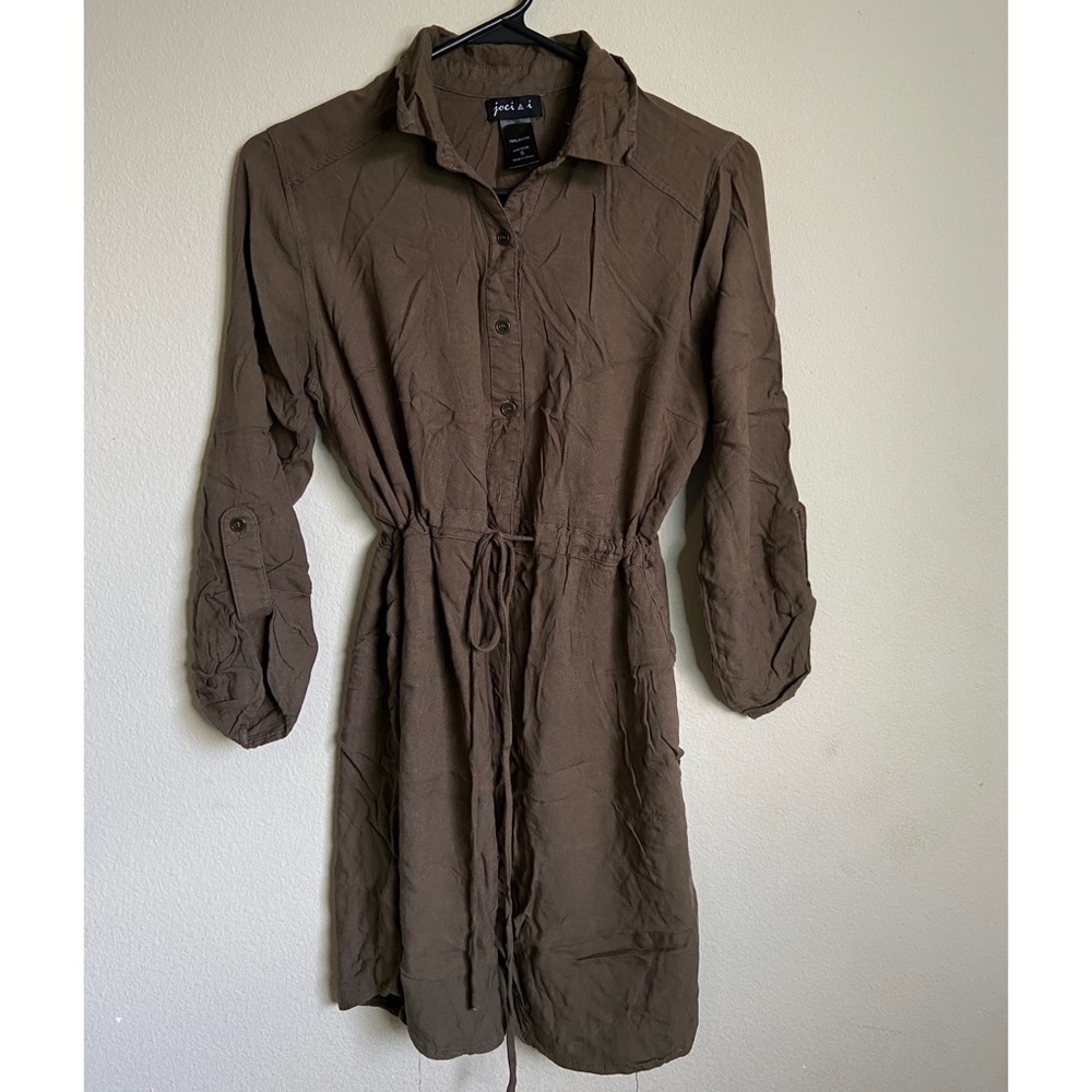 Olive Green Denim Shirt Dress🍸